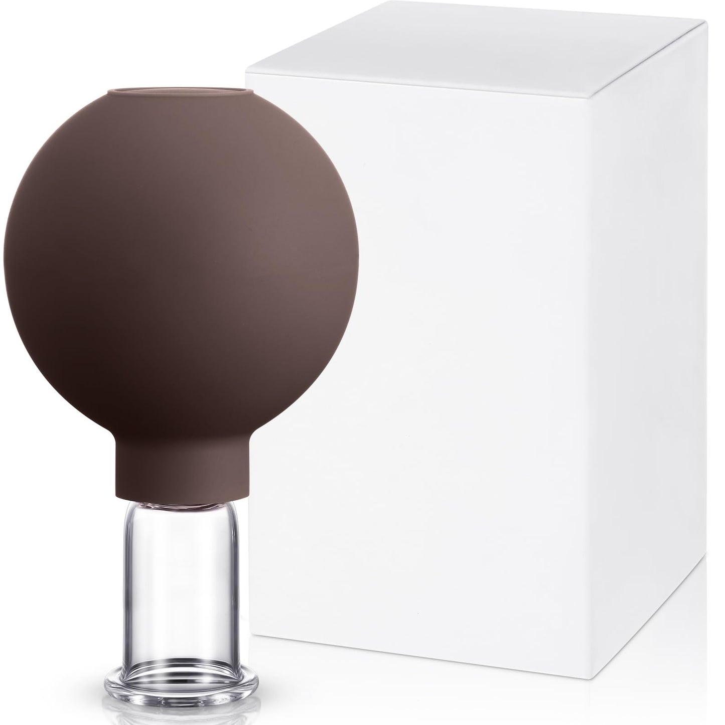 Nuanchu Facial Cupping Cup Glass Face Cup Silicone Cupping Massage Vacuum Suction Mug for Body Face Leg Arm Back Shoulder Muscle and Joint(Brown,0.65 Inch Diameter)