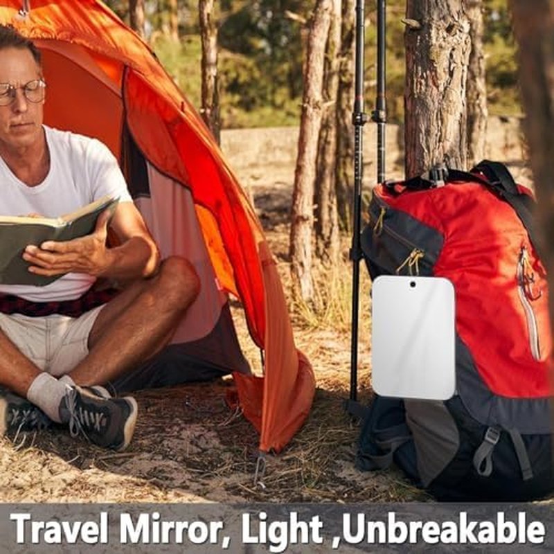 canhard Unbreakable Shower Mirror for Shaving, 8 x 6 Inch Medium and Portable Shower Mirror for Men with Adhesive Locker Mount, Ideal for Camping and Traveling, Anti Fog Free Suction
