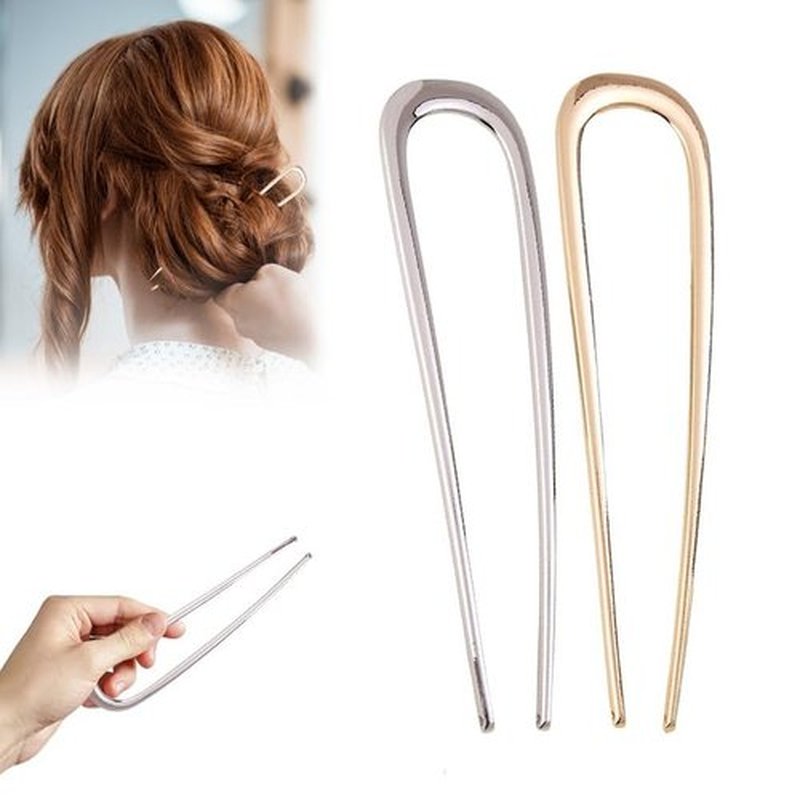French Hair Pins, 2024 New 5.5 Inch U-Shaped Large French Hair Pins, Metal Hair Pins for Women Girls, Hair Fork French Twist Hair Pin Hair Sticks for Buns, Fine and Thick Long Hair(Golden+Sliver)