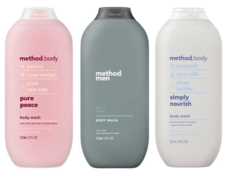 Moisturizing Body Wash Trio - Plant-Based Daily Shower Gel | Pure Peace, Sea + Surf, 18 Fl Oz Variety Pack