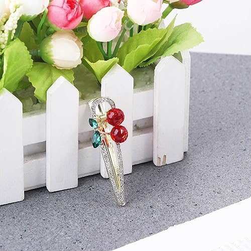 Hair Clips 4PCS Sweet Cherry Duckbill Clips Rhinestone Pearls Cherry Green Leaf Hairpins For Woman Temperament Cute Barrettes Girls Hair Accessories