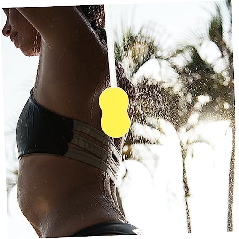 FRCOLOR Long Handle Bath Sponge Men Straps Shower Scrub Brush for Body Cleaning Sponge Lotion Applicator for Back Loofah Foot Washer Yellow Shower Scrubbing Brush Bath Brush Flat Set