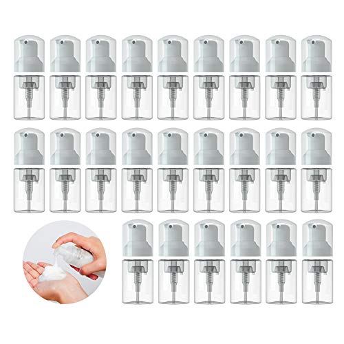 6 Pcs Empty Foam Pump Bottle 1oz/30ml Travel Size Plastic Pump Bottle Soap Bottle Portable Small Hand Sanitizer Dispenser Bottles, Refillable Clear Instant Foaming Bottles for Hand Lotion Shampoo