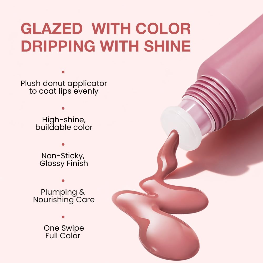 FeiCuiYun 2Pcs Lip Tinted Glowy Balm Hydrating Tinted Lip Serum Lip Gloss, Ultra-Hydrating Natural Vegan Lip Balm, Sheer-Tinted Shine & Hydration, Soothes & Softens Dry Lips Skincare 03+04