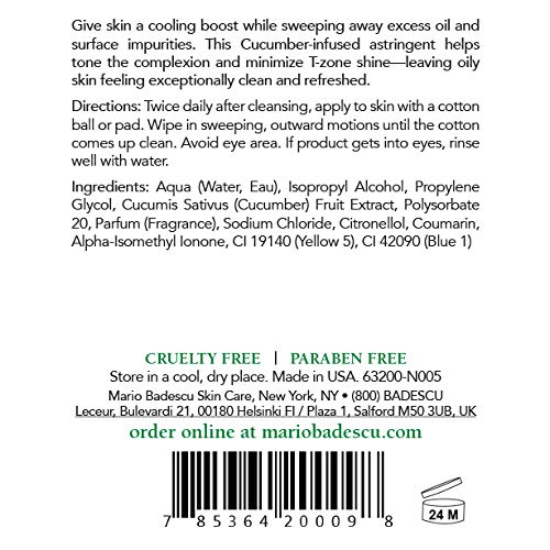 Mario Badescu Cucumber Cleansing Lotion for Combination and Oily Skin| Facial Toner that Cools and Clarifies |Formulated with Cucumber Extract