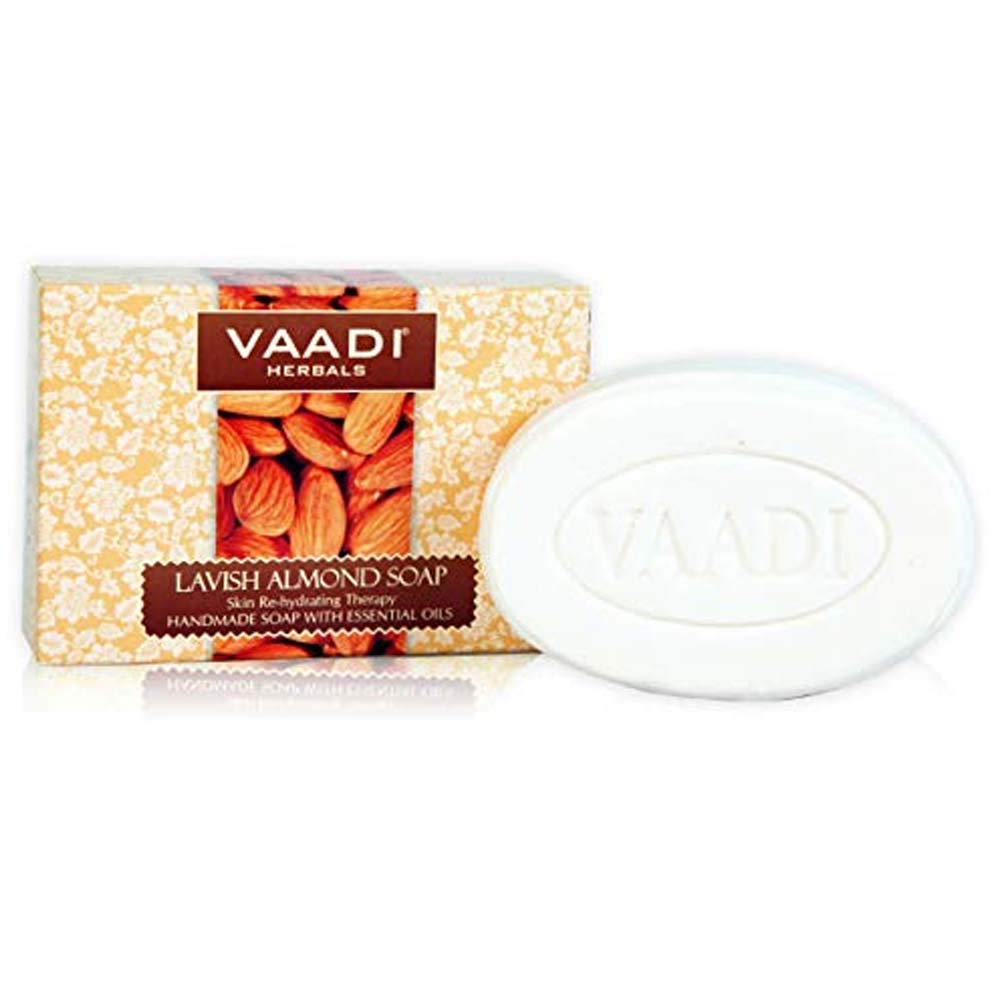 Vaadi Herbals Almond Oil Bar Soap with Honey and Aloe Vera Extracts - Handmade Herbal Soap with 100% Pure Essential Oils - ALL Natural - Each 2.65 Oz - Pack of 3 (8 Oz)