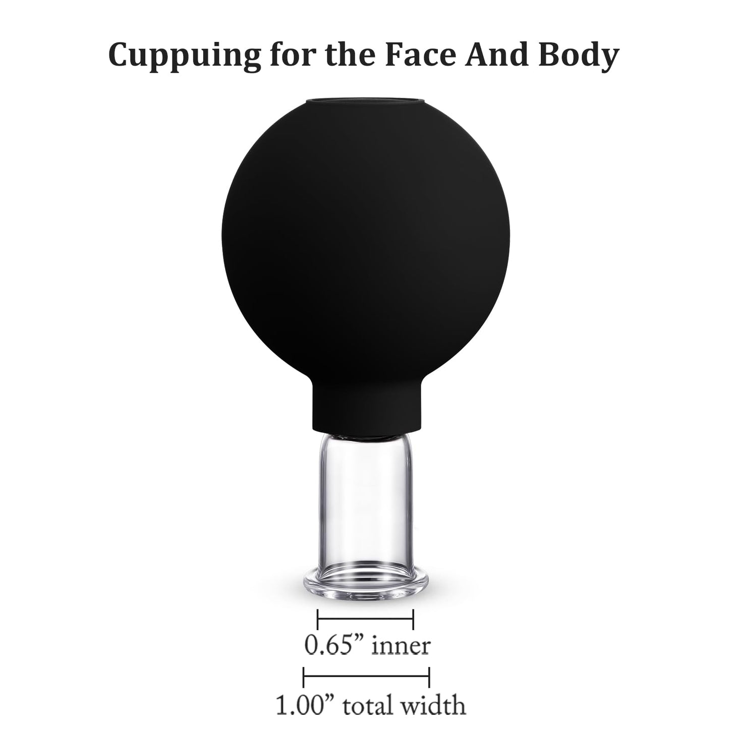 Nuanchu Facial Cupping Cup Glass Face Cup Silicone Cupping Massage Vacuum Suction Mug for Body Face Leg Arm Back Shoulder Muscle and Joint(Black,0.65 Inch Diameter)