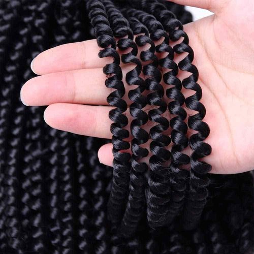 olanyas Spring Twist Hair 8-inch-3 Packs-90 Strands Crochet Hair 1B Braids Synthetic Braiding Hair Extensions Low Temperature Fiber(1B)