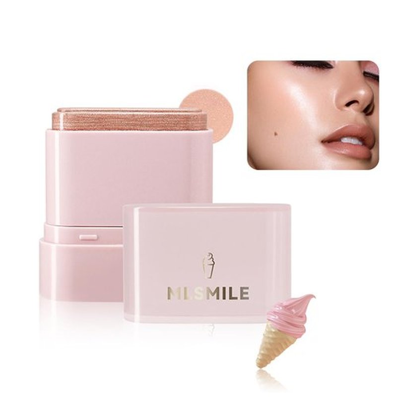 Multi-Purpose Makeup Hydrating Cream Blush Stick, Beauty Solid Moisturizer Stick For Cheek & Eyes & Lips，Waterproof Natural Moisture Smooth Blendable Matte Finish Face Blush Makeup (#03 Lce Cream)