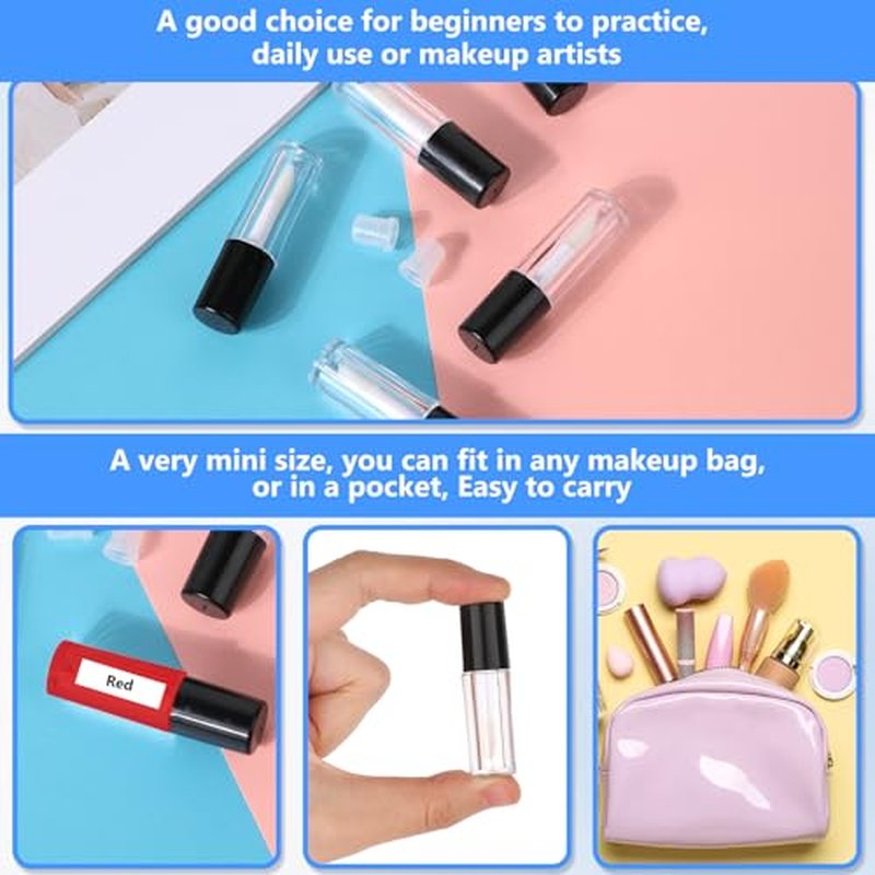 JJUNW 10pcs Empty Lip Gloss Tubes, 1.2ml Mini Refillable Cosmetic Containers Bottles Lip Balm Bottles Lipgloss Dispenser for Lipstick Samples, Lip Balms