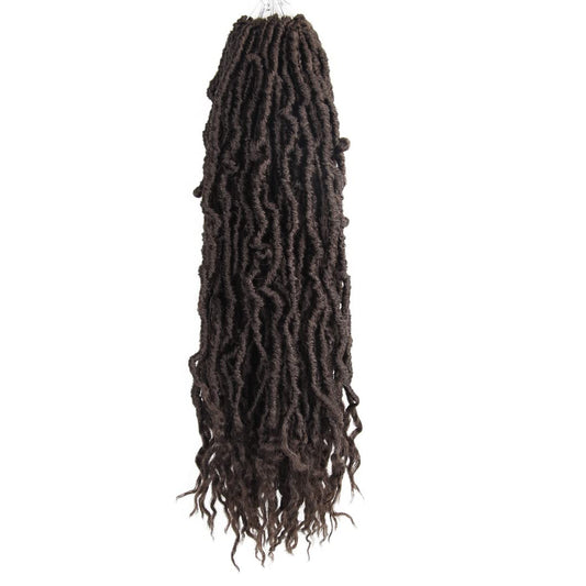 BOHOBABE Faux Locs Crochet Hair 18 Inch, Boho Soft Crochet Locs with Curly Ends, Long Brown Bohemian Goddess Locs Crochet Braids for Black Women (6 Packs, 4#)