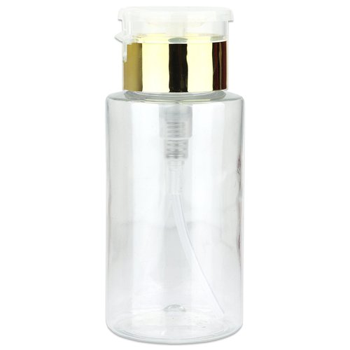 PANA 7oz. Push Down Liquid Pump Dispenser Clear Bottle with Flip Top Cap (Gold Lid, 2pcs)