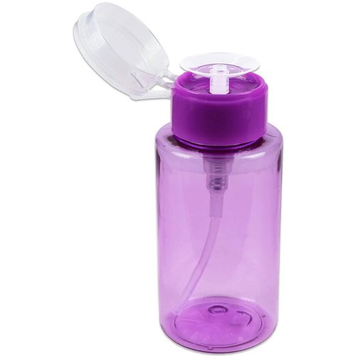 7oz Purple Push Down Pump Dispenser Empty Refillerble Bottle with Flip Top Cap - for Nail Polish, Travel, Cosmetics Packaging
