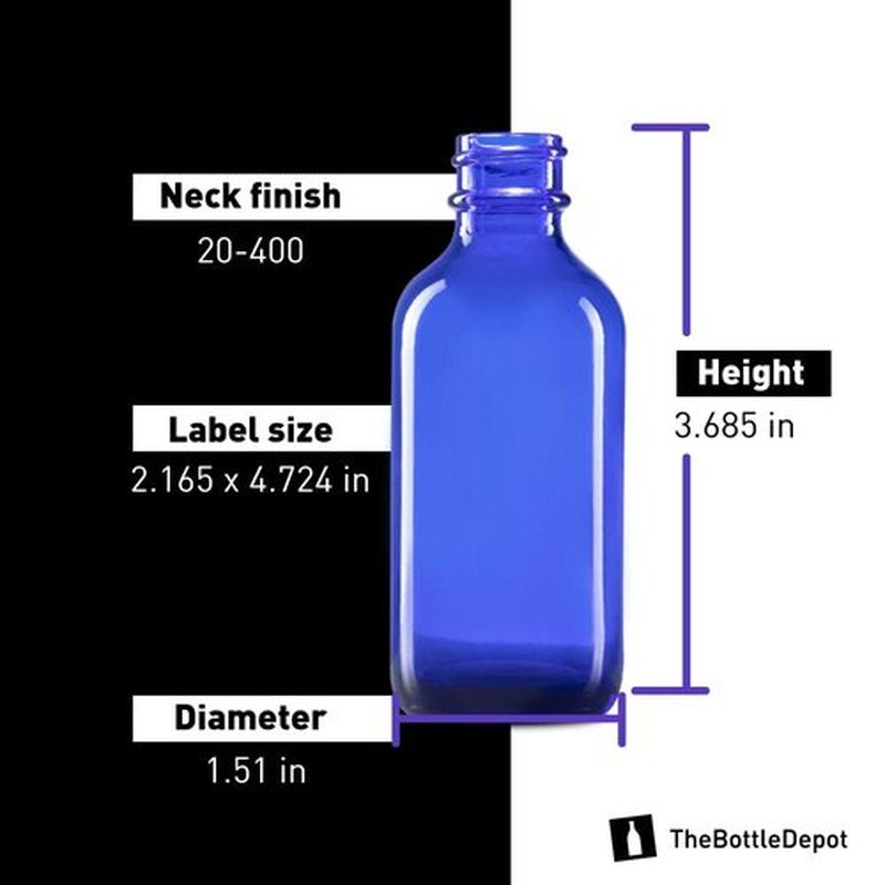 The Bottle Depot - 2 Pack - 2 oz Glass Bottle with Dropper - Blue - 20-400 Neck Finish - Boston Round Bottles - Leakproof Essential Oils Bottles