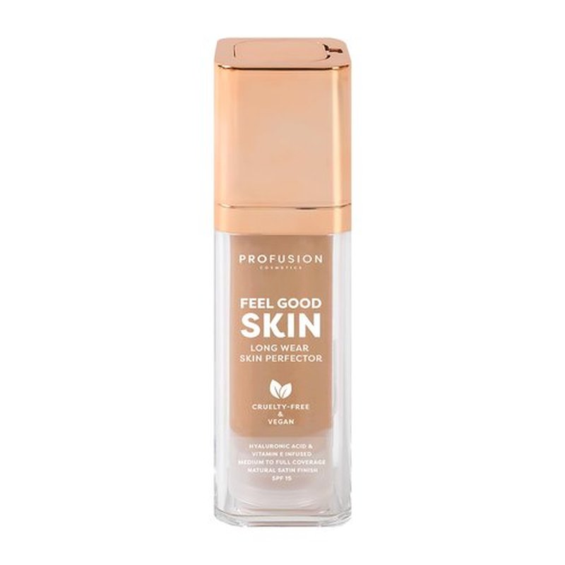 Profusion Cosmetics Feel Good Skin Perfector, Foundation Makeup for Radiant, Satin Finish, Available in 12 Curated Shades (Light 200, 1)