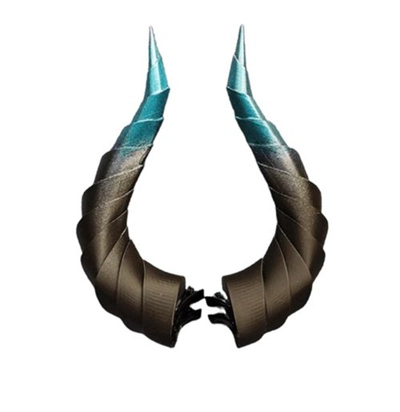 Dark Gothic Devil Horns Ghost Sheep Horn Hair clips Headwear Costume Halloween Cosplay Anime Hair Accessories Women Men (blue black, L)