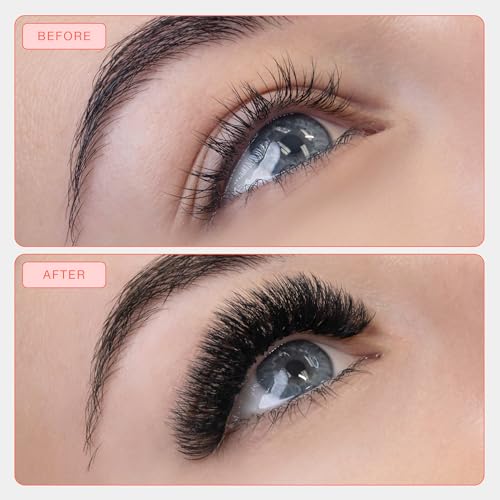 Curacoro Promade 500 Fans - Handmade Volume Promade Eyelashes Fans, 3D To 16D, C CC D DD L M Curl, Thickness 0.03~0.1mm, 8-20mm Length, Professional Long-Lasting Promade Lash Fans (6D-0.05 C, 11 mm)