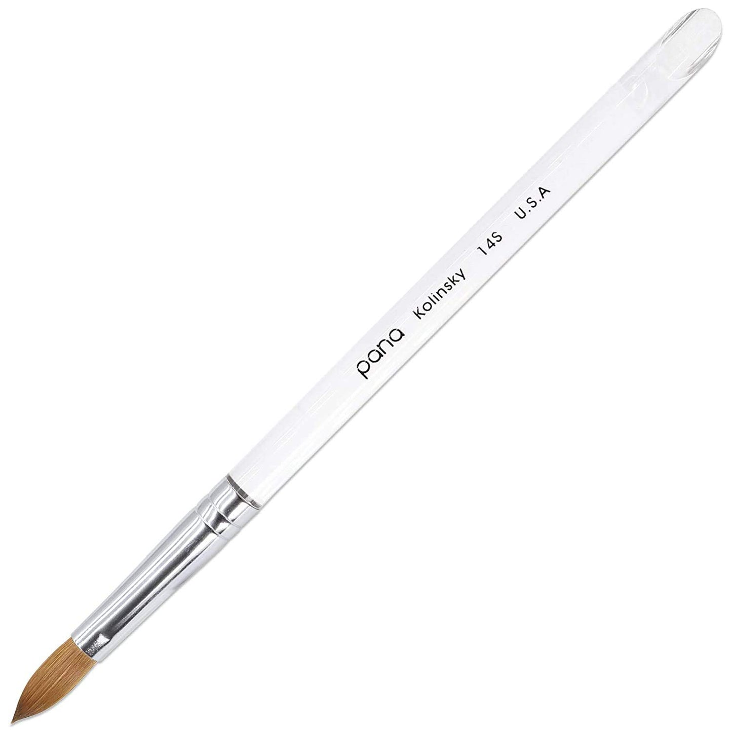 Size 10 PANA Pure Kolinsky Acrylic Nail Brush - Oval Crimped Clear Handle
