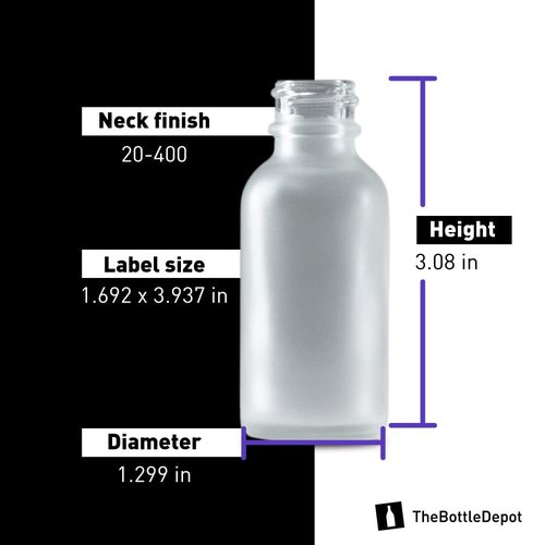 The Bottle Depot - 2 Pack - 1 oz Glass Bottle with Dropper - Clear Frosted - 20-400 Neck Finish - Boston Round Bottles - Leakproof Essential Oils Bottles