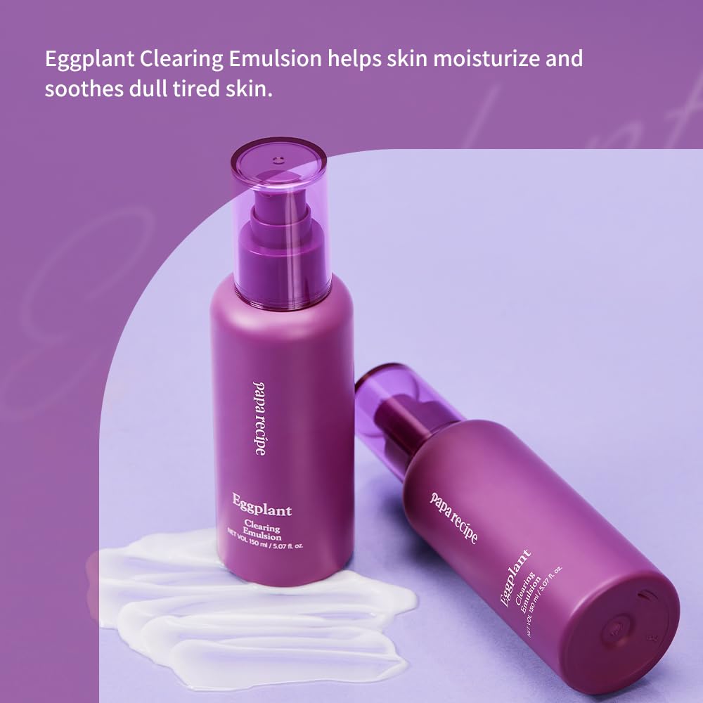 Papa Recipe Eggplant Clearing Emulsion, 5.07fl oz(150ml) - Korean Lightweight Skin Care Moisturizer, Eggplant Extract & Lupeol, Centella Asiatica for Soothing & Deep Hydration, Korean Skincare