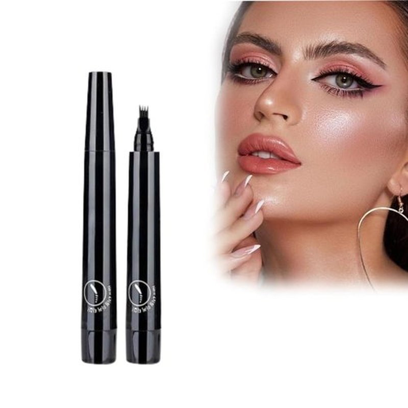 Microblading Eyebrow Pencil, 2024 NEW Magic Eyebrow Tattoo Pencil 4 Fork Tip, Create Natural Hair-Like Brows, Waterproof Brow Pencil with Micro-Fork Tip (Black A)