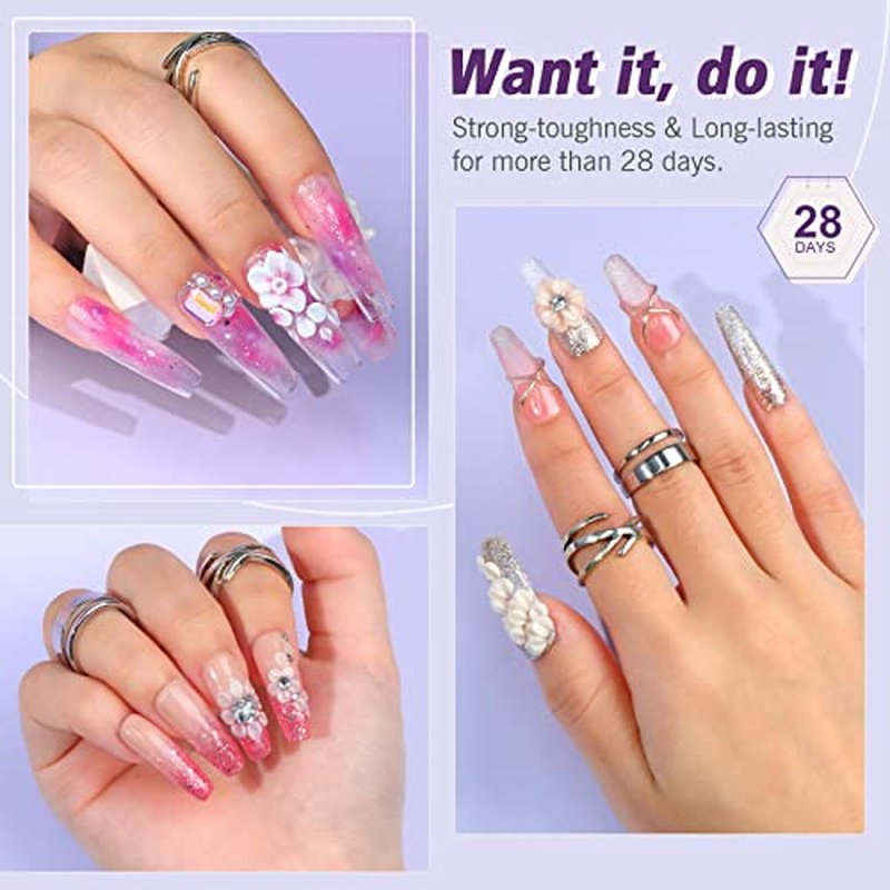 SAVILAND Acrylic Nail Kit – 30g Clear Acrylic Powder & 60ml Acrylic Liquid Set with Nail Brush Nail Forms Tools Extension Nail Kit for Beginners with Everything for Home DIY Salon Nails Application