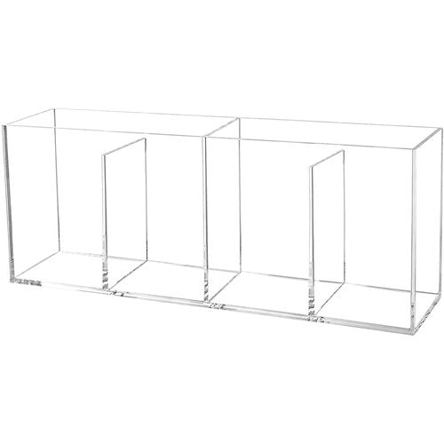 Clear Makeup Brush Organizer,Acrylic Cosmetic Brushes Storage Holder with 4 Slots,Pencil Pen Holder for Desk,Desk Organizer and Accessories for Vanity