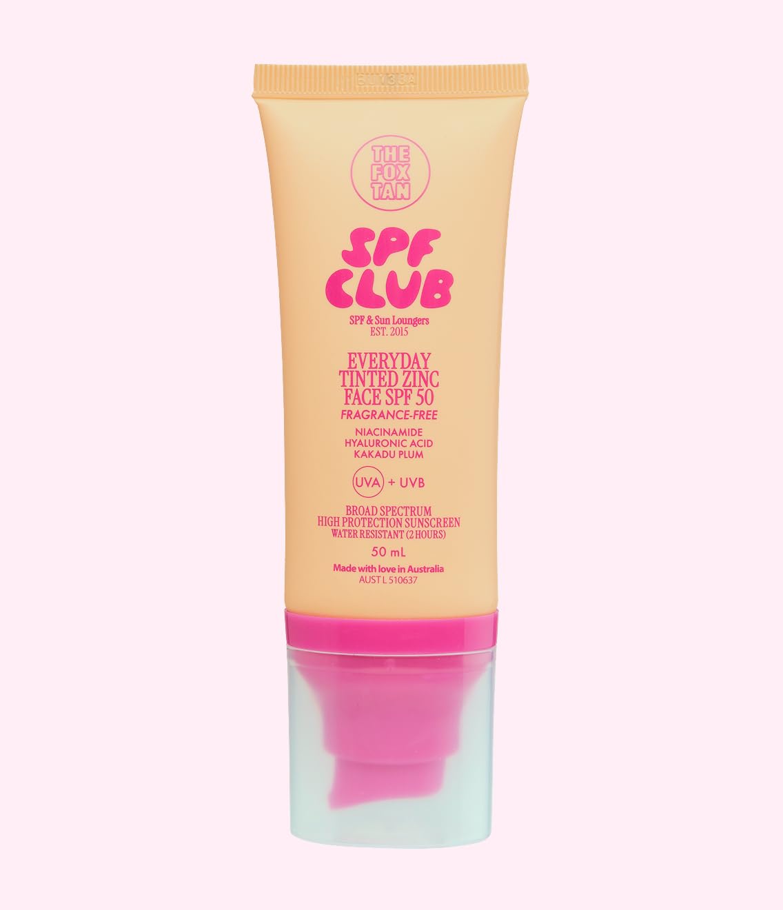 The Fox Tan Everyday Tinted Zinc Face SPF 50 Mineral Sunscreen, Daily Broad Spectrum Protection, Sheer Coverage, Niacinamide & Hyaluronic Acid, 50mL