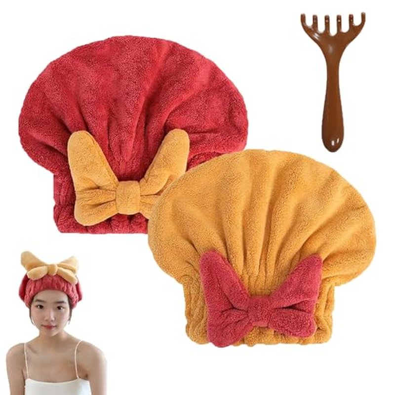 TETNYWP Beyonddraw Super Absorbent Hair Towel Wrap for Wet Hair, Microfiber Hair Towel Wrap for Women Long Hair, Towel Hair Wrap for Kids, Curly Hair Drying Towels Fast Dry (2PCS-A)