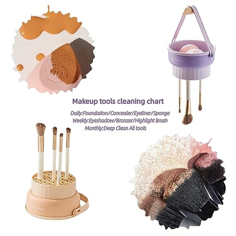 3 in 1 Silicone Makeup Brush Cleaner Bowl, Make up Brush Cleaner Mat with Makeup Brush Drying Holder and Comestic Brush Organizer, Paint Brush Cleaner