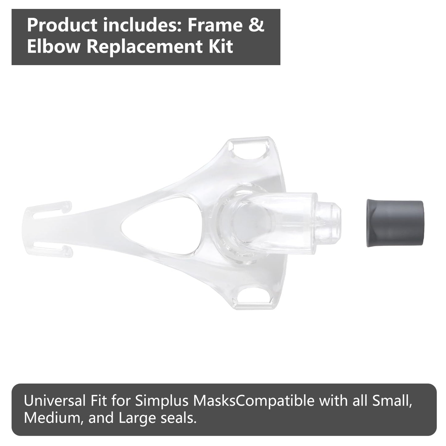 Lenura Easy Frame & Elbow Replacement Kit for F&P Simplus CPAP Mask – Fits Small, Medium, Large Seals – 360° Rotating Elbow, Quick Release, Compatible with Fisher & Paykel Full Face CPAP Masks