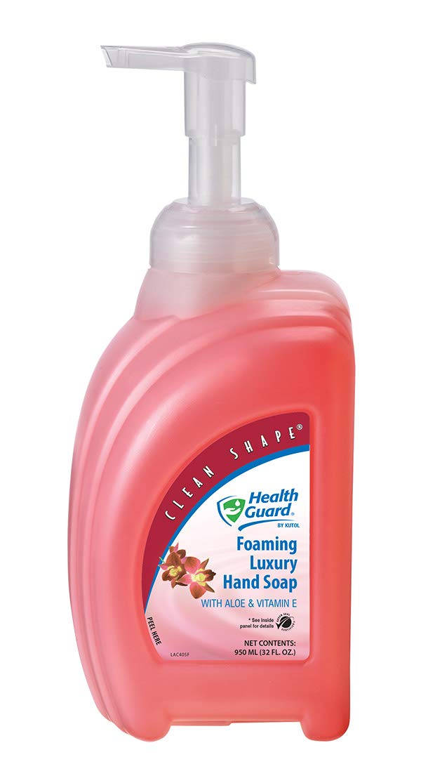 Health Guard 69014 Foaming Luxury Hand Soap, 950 mL Clean Shape Pump Bottle, Pink with Tropical Fragrance (Pack of 4)