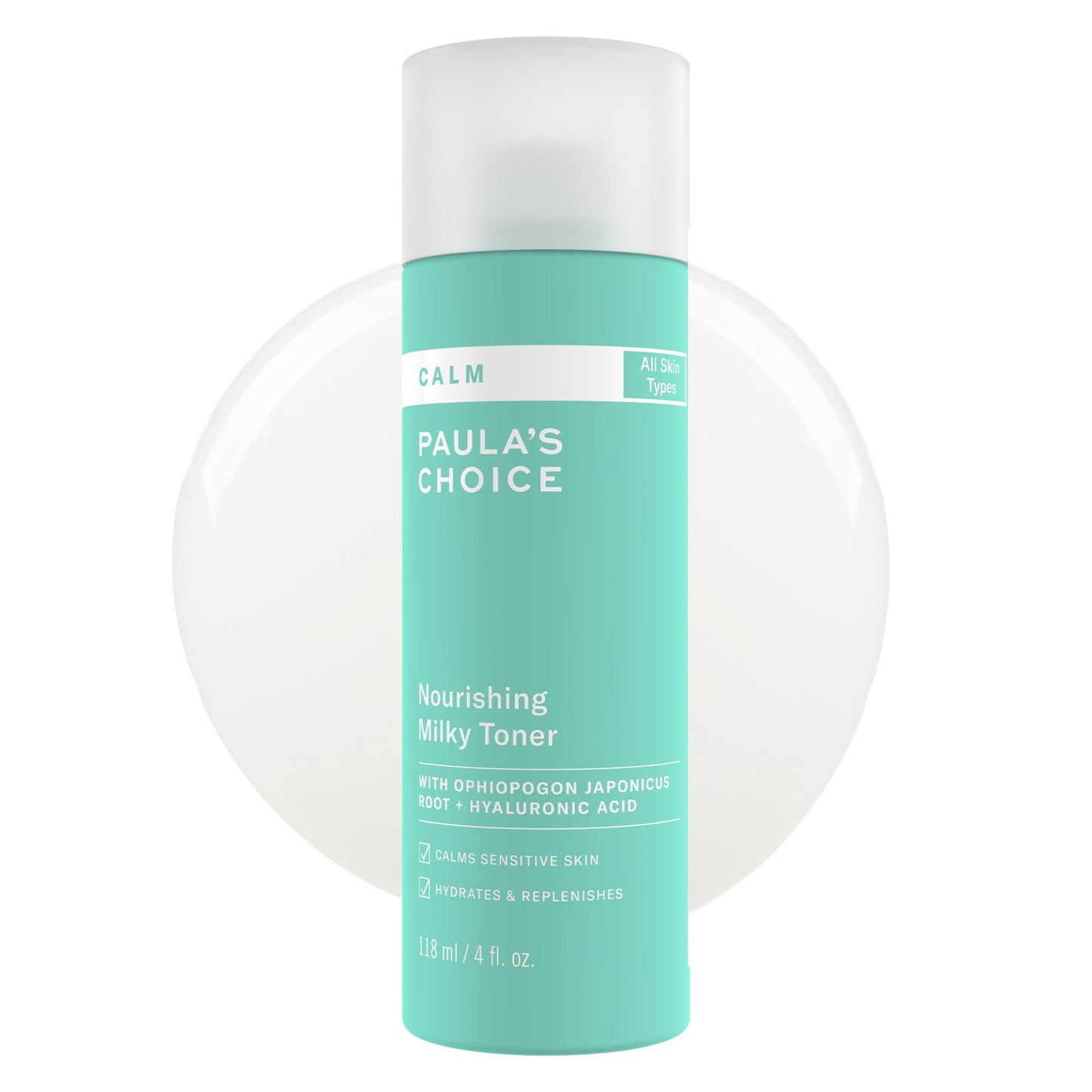 Paula’s Choice Calm Nourishing Milky Toner for Sensitive Skin, Calms + Soothes Redness, Suitable for Rosacea-Prone & Eczema-Prone Skin, Fragrance-Free, 4 Fl Oz.