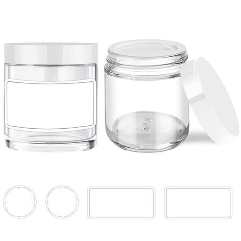 2 Pack Small Glass Jar with Lid, Tecohouse 4 oz Glass Jars with Stickers, Glass Lotion Jars with Lids & Inner Liners, Toiletries Container for Slime, Makeup, Cream, Lotion, Cosmetic