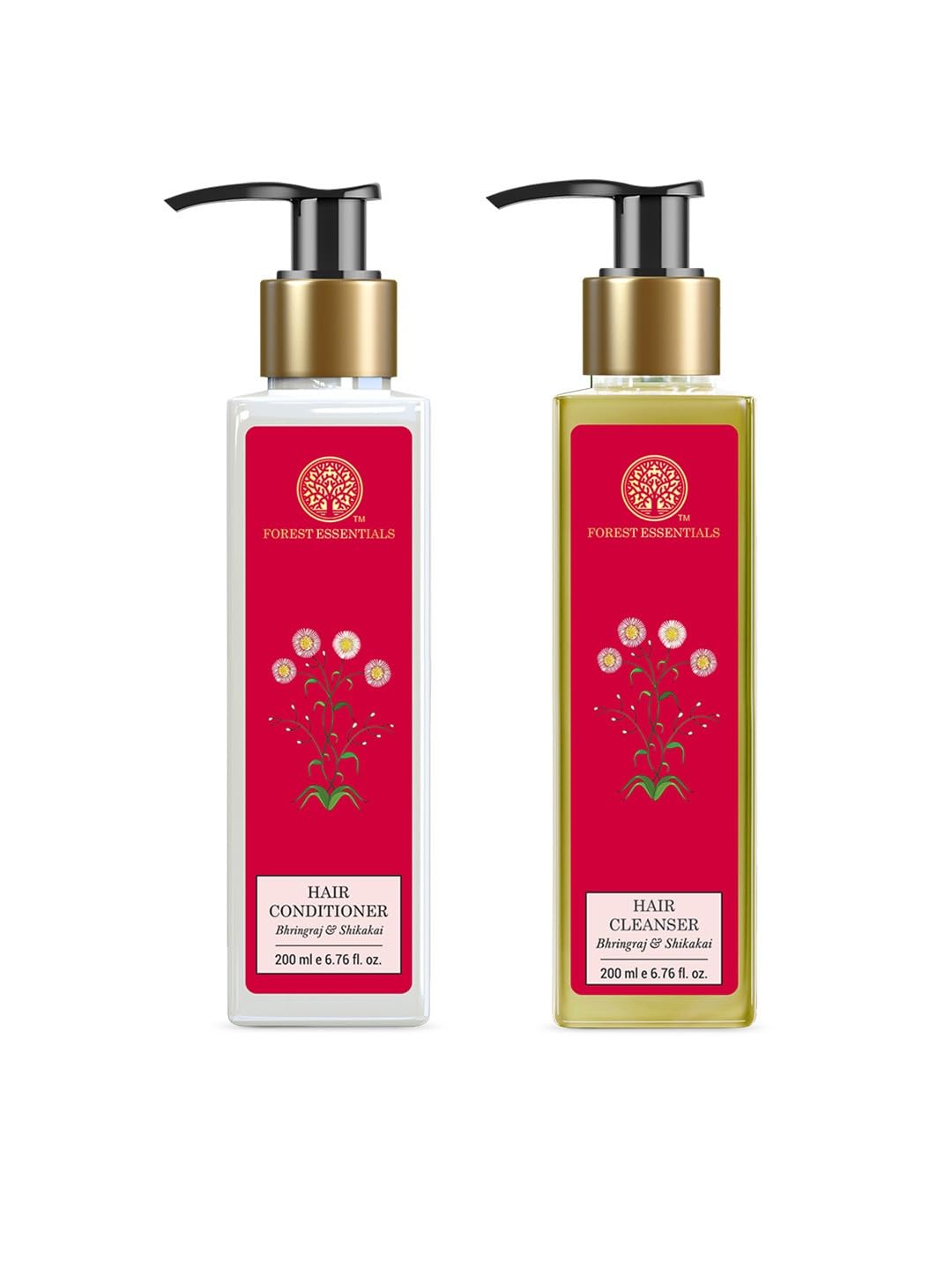 Forest-Eseential's Bhringraj and Shikakai Hair Cleanser and Conditioner Set, 200ml Each