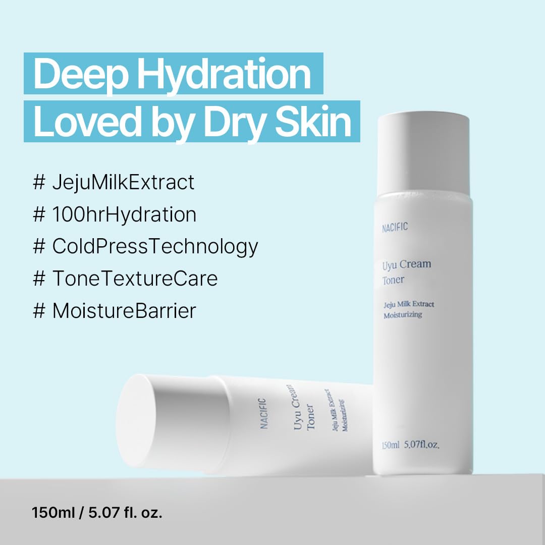 NACIFIC Uyu Cream Toner with Jeju Milk Extract 15%, Ceramide 5 Complex, Milky Hydrating Toner for Dry & Sensitive Skin, Skin Barrier Support, Long-Lasting Moisture Barrier, 150ml
