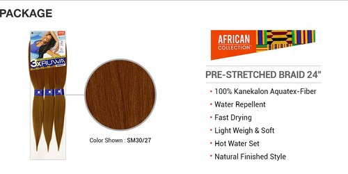 Xpression Sensationnel Synthetic Hair Braids 3X Ruwa Pre-Stretched Braid 24" (3 Packs, 33)