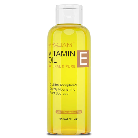 MAYJAM Organic Vitamin E Oil 50,000 IU for Skin, Pure & Natural Vitamine oils for Scars Hair, Face, Nail, Scalp Bath and Body Oil, Tocopherol to Repair Damaged Skin, Moisturizing Dry Skin, 4 Fl Oz