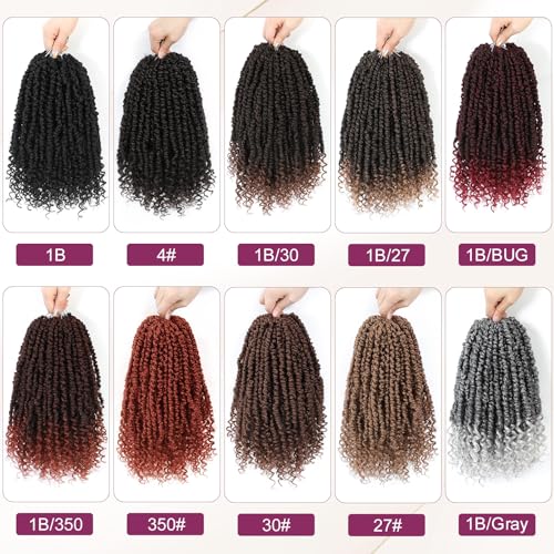 Passion Twist Crochet Hair, Pretwisted Passion Crochet Hair 14 Inch, Passion Twist Crochet Hair 8 Packs Prelooped Passion Twist Hair, Short Pre Looped Crochet Hair for Black Women(1B/BUG)