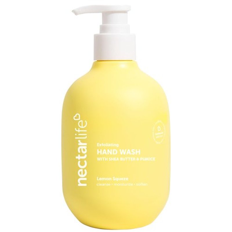 Nectar Life Hand Wash 14oz, Exfoliating and Moisturizing Hand Soap with Volcanic Pumice, Jojoba Oil & Shea Butter (Lemon Squeeze)