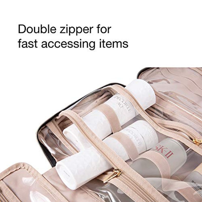 BAGSMART Toiletry Bag Travel Bag with Hanging Hook, Water-resistant Makeup Cosmetic Bag Travel Organizer for Accessories, Shampoo, Full Sized Container, Toiletries，Large-Teal