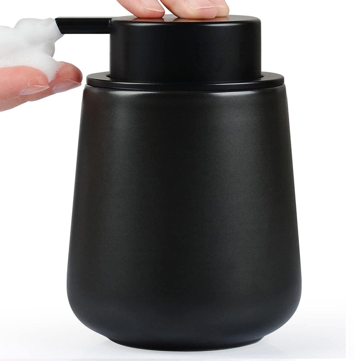 Bosilunlife Ceramic Foaming Soap Dispenser - 12Oz Bathroom Countertop Kitchen Dish Soap Pump Dispenser Foam Soap Dispenser - Matte Black