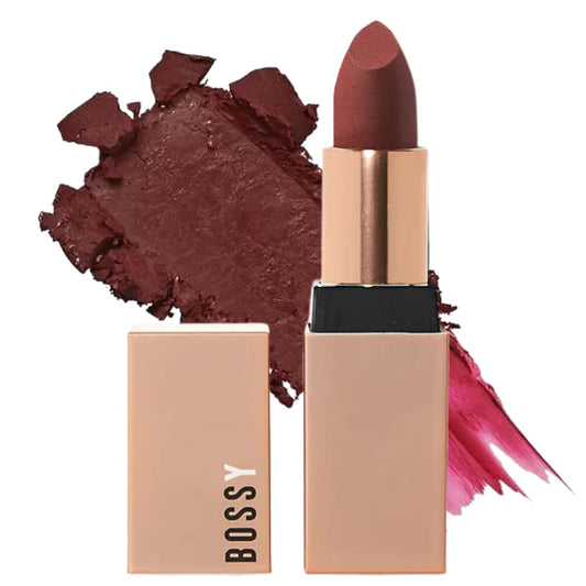 Bossy Cosmetics Matte, Long Lasting, Hydrating Vegan Lipstick with Vitamin E and Watermelon Seed Oil (Fierce - Dark Wine Color)