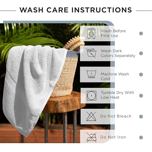 Villa Celestia 600 GSM 100% Cotton Bath Towels, White, Set of 4, Highly Absorbent, Plush, Soft, Quick Dry, 4 Pieces Combed Cotton Luxury Towels for Hotels, Spa, Salon, Bathroom, Dorm, Pack of 4