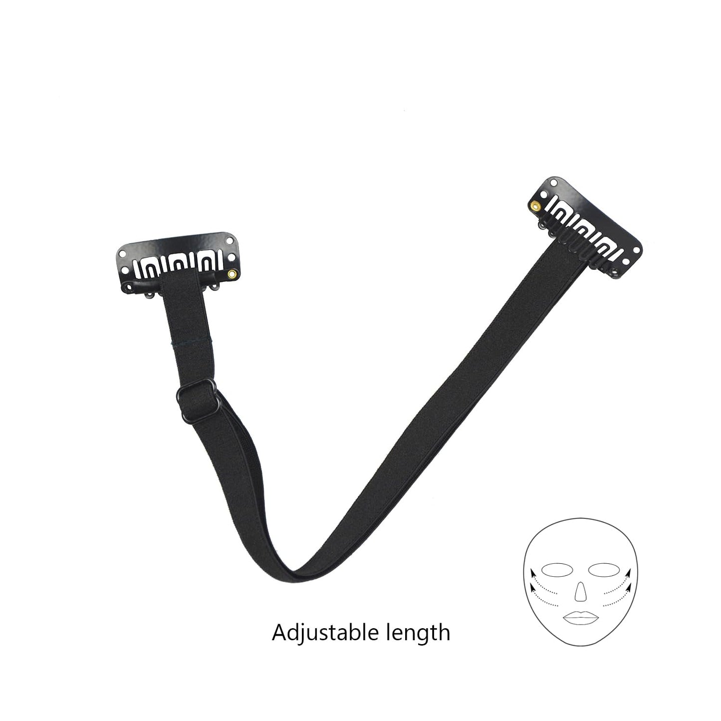 YTBYT 4 Pcs Facelift Bands with Clips Invisible Face Stretching Lifting Strap Adjustable Elastic Band Face Slimming Band (24cm Black Single Bands)