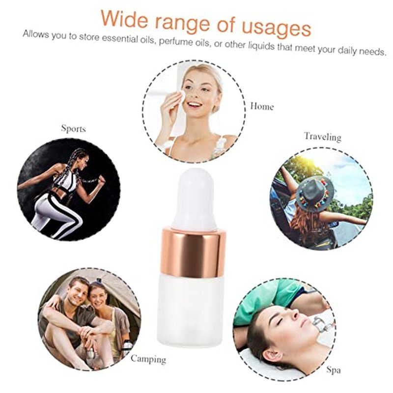 WOONEKY 10pcs Dropper Bottle Frosted Travel Perfume Bottle Portable Liquid Dispenser Bottle Makeup Containers Travel Makeup Container Travel Toiletry Containers Golden Glass Bottle Body