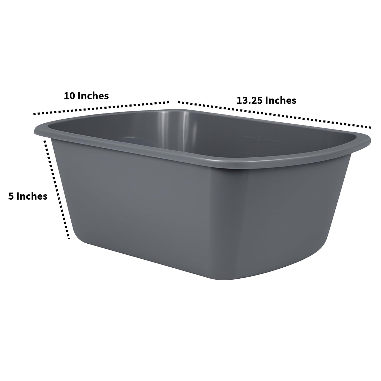 Vakly Plastic Wash Basin, 7 Qt, Rectangular Graduated 1 Pack
