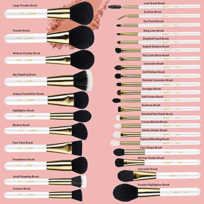 BEILI Makeup Brushes 12pcs Makeup Brushes Set with Holder Premium Synthetic Kabuki Foundation Brush Blending Blush Concealer Full Face Makeup Brushes Kit With Gift Box(Black)
