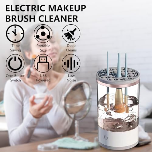 WALULAN Makeup Brush Cleaner, Automatic Brush Washer, Quick Dry Rechargeable Power Cleaning Brushes