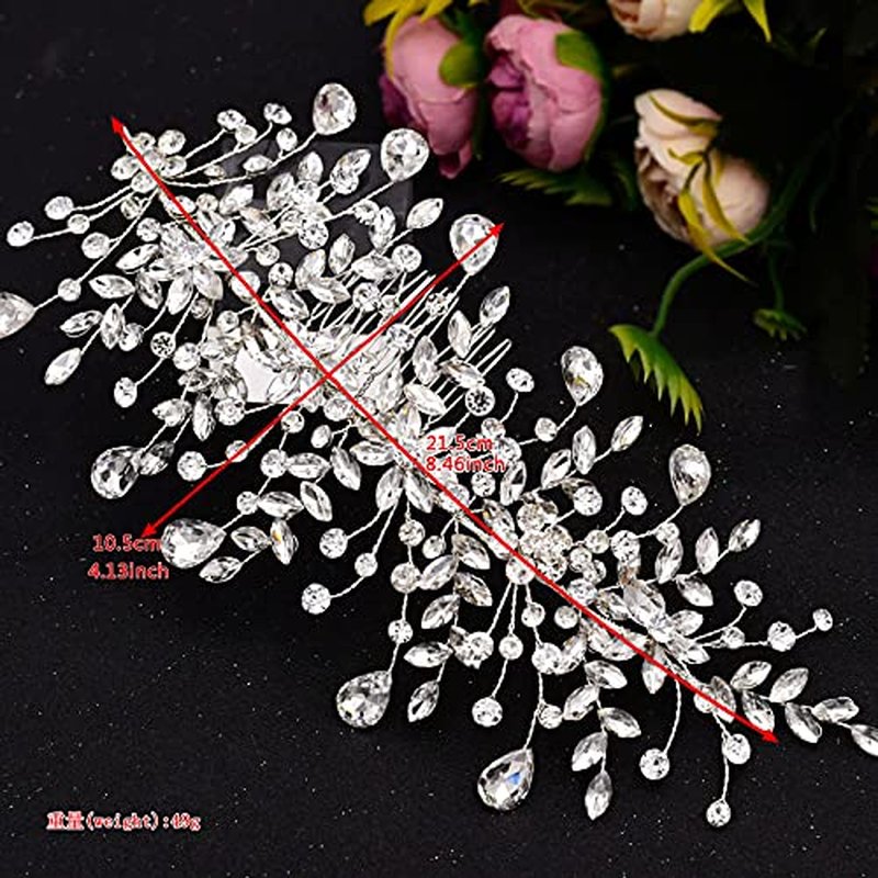 wedding tiara bridal hair piece silver rhinestone hair accessory for ladies,Rhinestone Bridal Bridesmaid Hair Comb Accessories (Silver Left and Right)